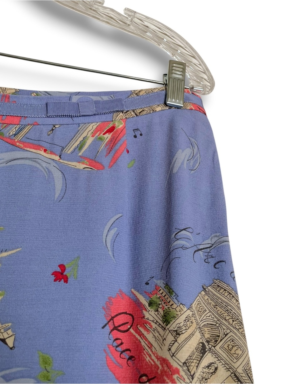 Liz Claiborne Paris France Novelty Print Midi Skirt Size 14 Blue - Picture 5 of 8